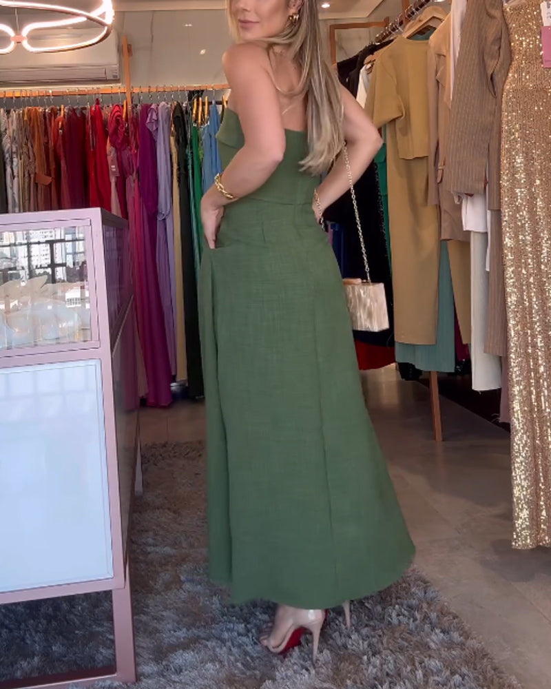 Annie - Elegant Strapless Midi Dress