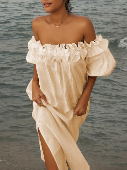 Giselle - Chic Off Shoulder Midi Dress