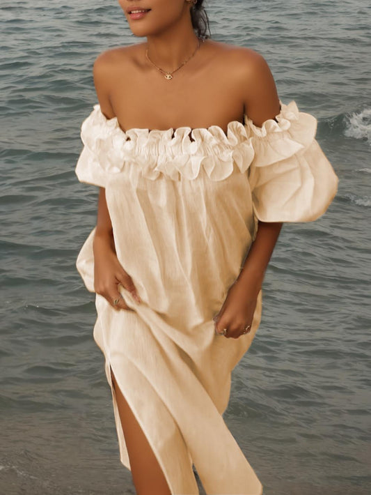 Giselle - Chic Off Shoulder Midi Dress