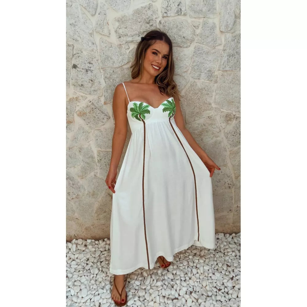 Elvie - Chic Printed Strappy Maxi Dress