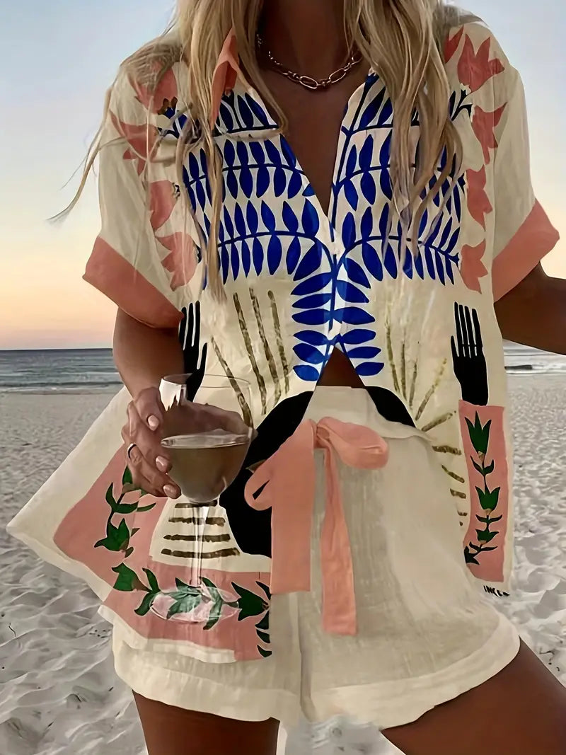 Jona - Loose Short Sleeve Shirt and Short Set