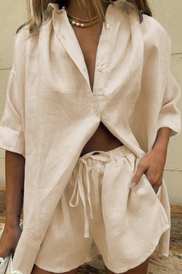 Lena - Trendy Oversized Shirt and Short Set