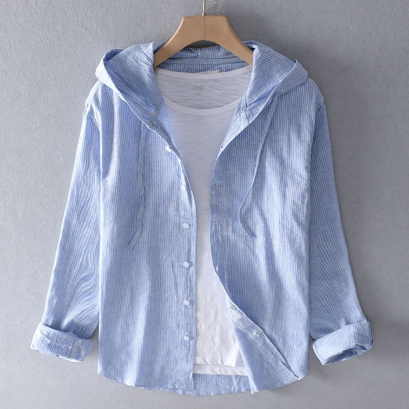 Drift Line Cotton-Linen Hoodie