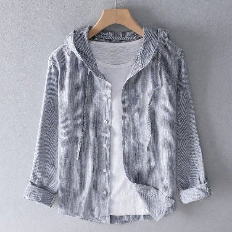 Drift Line Cotton-Linen Hoodie